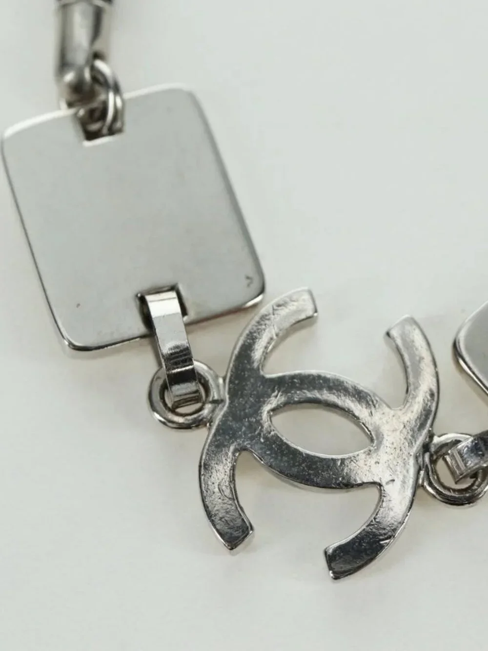 CHANEL COCO Mark Bracelet metal Silver CC Auth LNZ837V